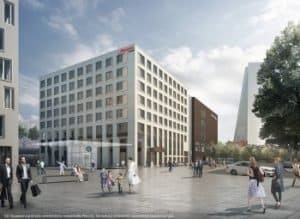 Visualisierung des neuen Hampton by Hilton. Bild: Groß & Partner