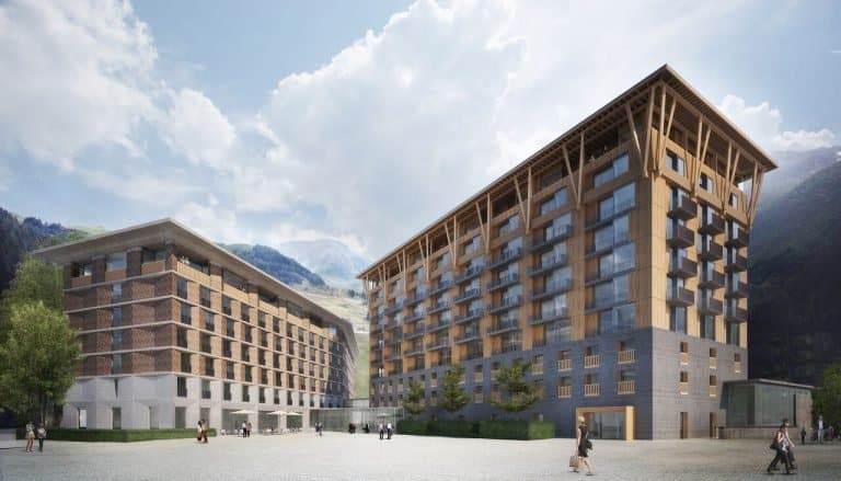 Visualisierung Hotelneubau Andermatt Swiss Alps