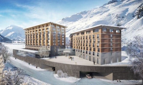 Radisson Blu (rechts) ist über eine Passage mit den nebenstehenden Gotthard Residences