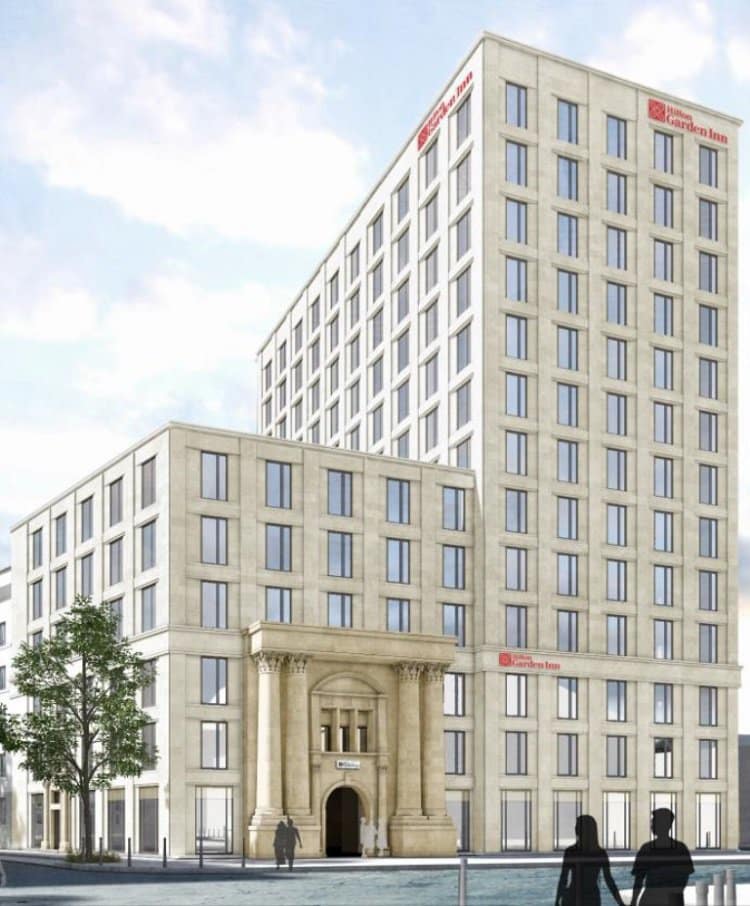 Rendering des Hilton Garden Inn Mannheim.