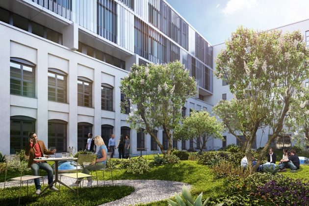 Das Inkubatorgebäude soll über einen begrünten Innenhof verfügen. Bild: Art-Invest Real Estate, Accumulata Immobilien Development