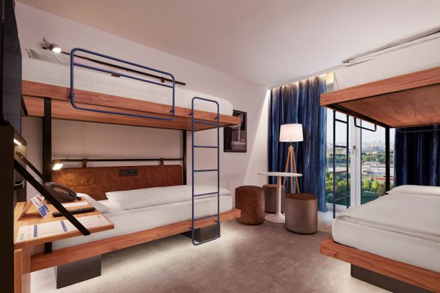 Unter den 465 Zimmern gibt es auch Vier- (Bild) und Sechs-Bett-Zimmer für Familien und Gruppen. Bild: H-Hotels.com