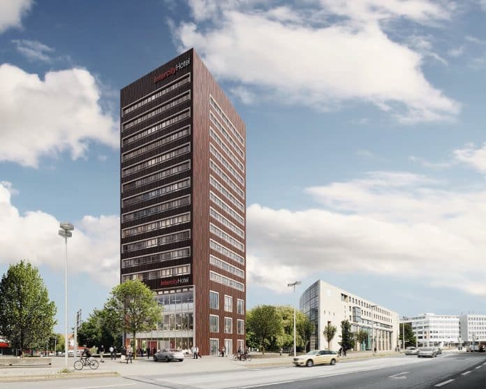 Rendering des IntercityHotel Hannover Hauptbahnhof Ost. Bild: Bauwo Grundstücksgesellschaft mbH