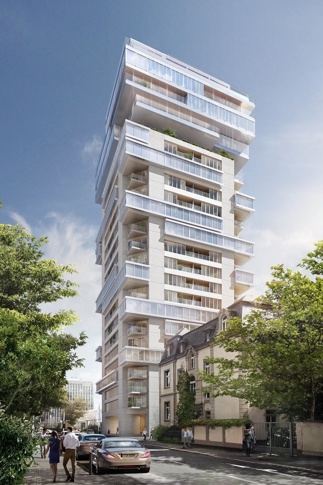 Rendering des Frankfurter Riverpark Tower. Bild: O. Scheeren