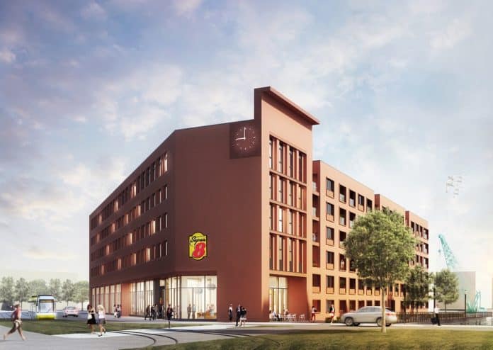 Rendering des Super 8 by Wyndham Zollhafen Mainz. Bild: Gorgeous Smiling Hotels GmbH