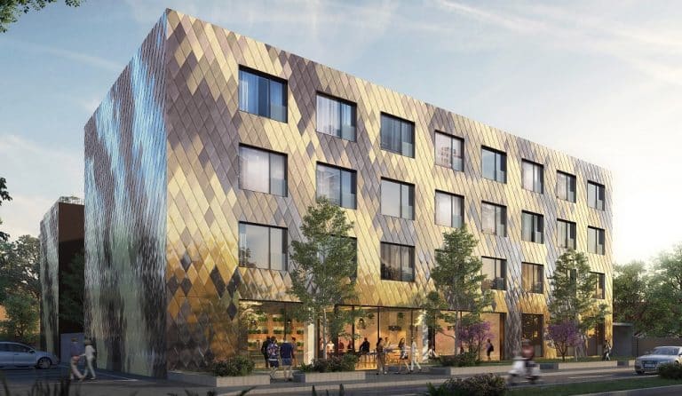 Rendering des vierstöckigen Gebäudes in München Moosach. Bild: Pantera AG
