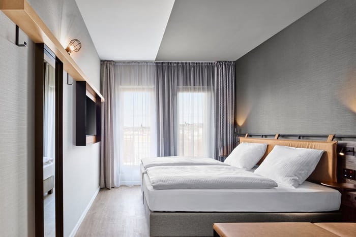 Ein Doppelzimmer in Saarbrückens neuem H2. Bild: H-Hotels GmbH/F. Groehn