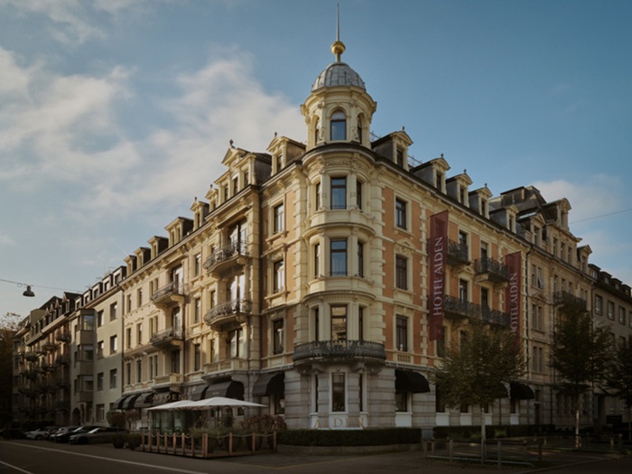 Die Fassade des Hotel Alden Splügenschloss Zürich. Bild: Leonardo Hotels Central Europe