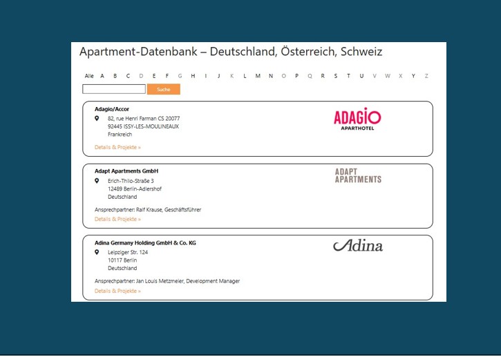 hotelbau startet Datenbank der Apartment-Anbieter