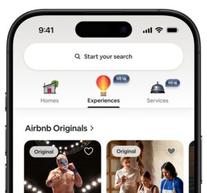Obere Hälfte eines Smartphone-Displays das die Airbnb-App anzeigt