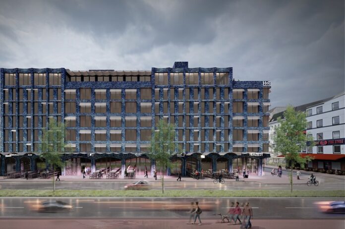 Visualisierung eines kubischen mehrgeschossigen Gebäudes